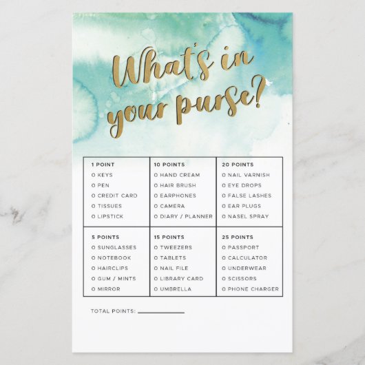 Papier Jeux de Fête des mariées Ce qui est dans votre sac (Devant)