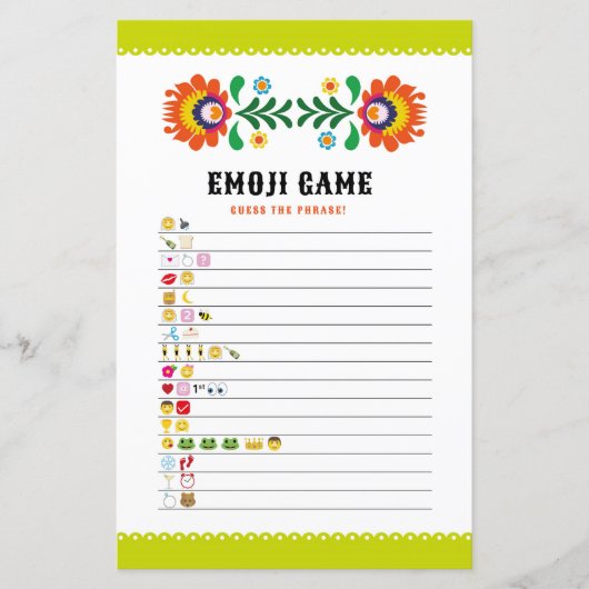Papier Jeux de Fête des mariées Guess Game Fiesta Emoji (Devant)