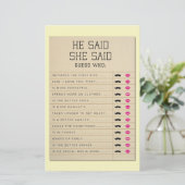Papier Jeux De Fête des mariées Il A Dit Qu'Elle A Dit Ca (Debout devant)