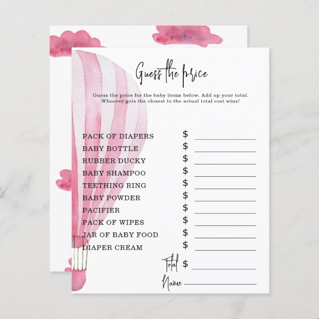 Papier Jeux de fête en montgolfière | Jeu de devinette de (Devant / Derrière)