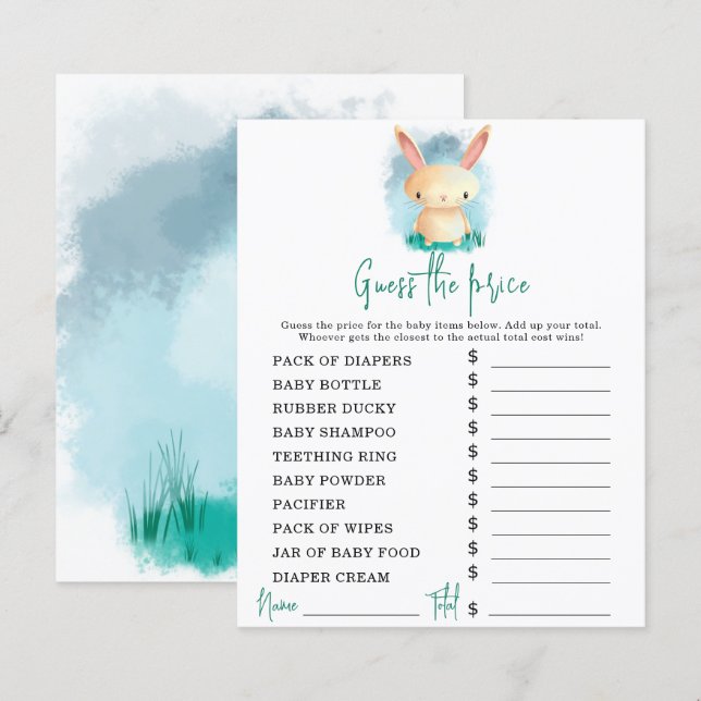 Papier Jeux de fête lapin | Jeu de devinette de prix (Devant / Derrière)