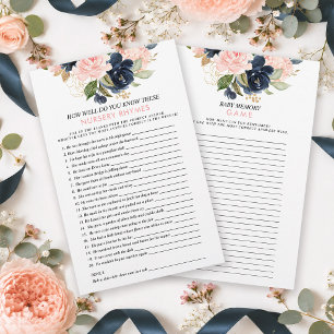 Papier Jeux de fête prénatale double face à fleurs rose m