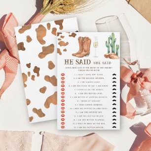 Papier Jeux de mariage Boots & Bubbly Bridal shower Il a