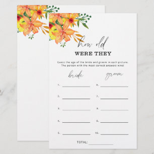 Papier Jeux de mariage floral Quel âge avaient-ils