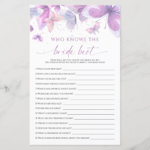 Papier Jeux de mariage Papillons Violets Qui Connaît le M