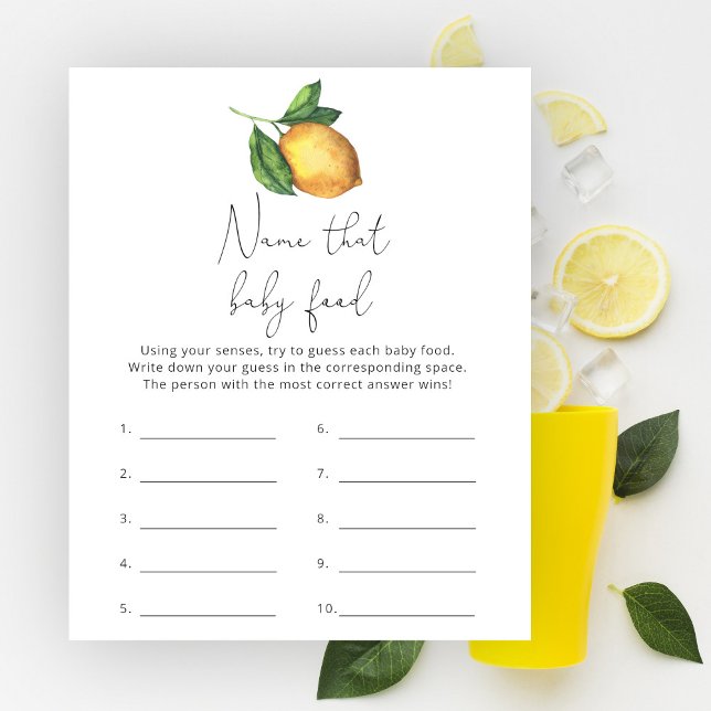 Papier Jeux de nom de bébé shower aux citrons Nourriture  (Créateur téléchargé)