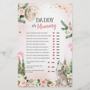 Papier Jeux de Papa ou Maman Loup Rose Floral Clair de Lu