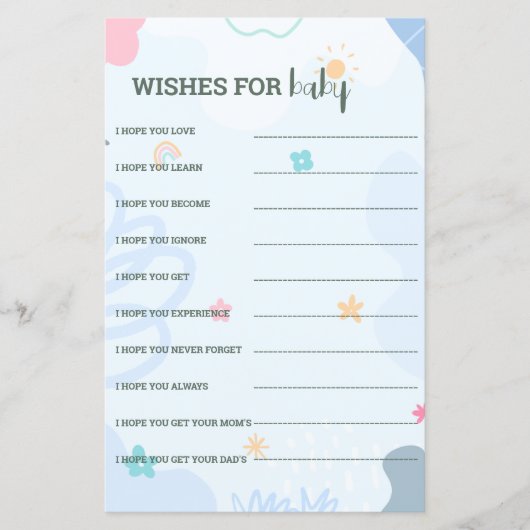 Papier Jeux de Prédiction pour une Baby Shower sur un Pet (Devant)