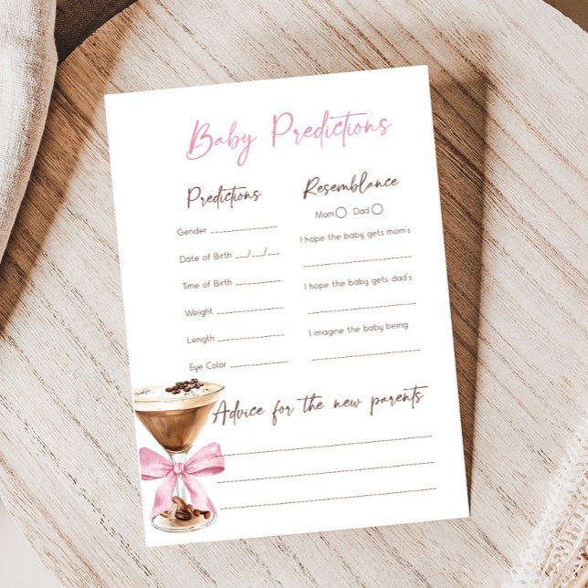 Papier Jeux de prédictions de douche de Martini Espresso  (Espresso Baby Shower Game)