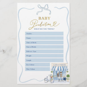Papier Jeux de prédictions pour bébé Coquette Café Parisi