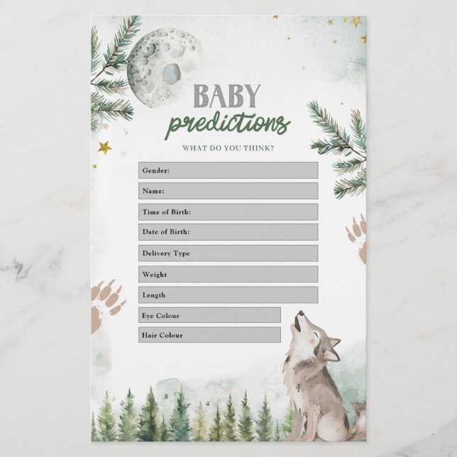 Papier Jeux de prédictions pour bébé Loup de la forêt (Devant)