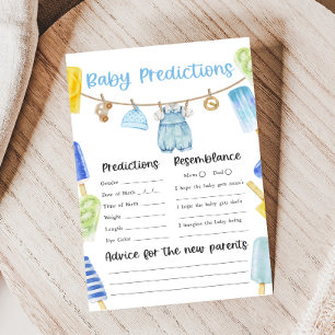 Papier Jeux de prédictions pour bébé Shower Garçon Popsic