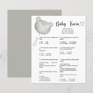 Papier Jeux de quiz pour bébé ours   Jeu de baby shower