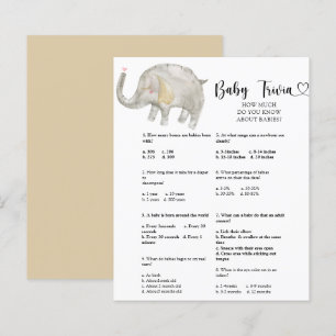 Papier Jeux de quiz sur bébé éléphant Jeu de baby showe