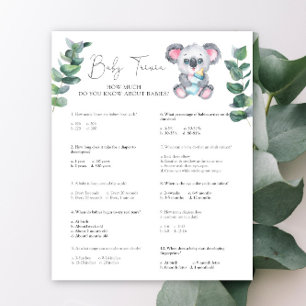 Papier Jeux de quiz sur bébé koala Jeu de baby shower