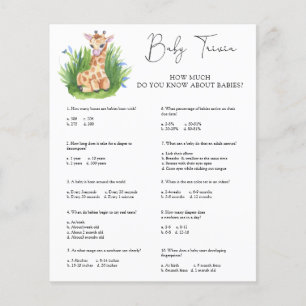 Papier Jeux de quiz sur les bébés girafes Jeu de baby s