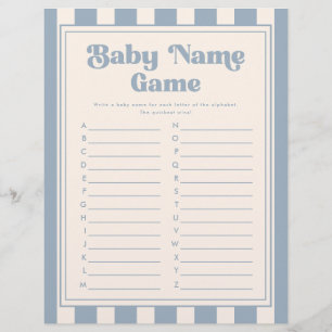 Papier Jeux de salle de bain rayés bleus Noms de bébé rét