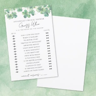 Papier Jeux de Salle de Mariage Shamrock Devinez Qui