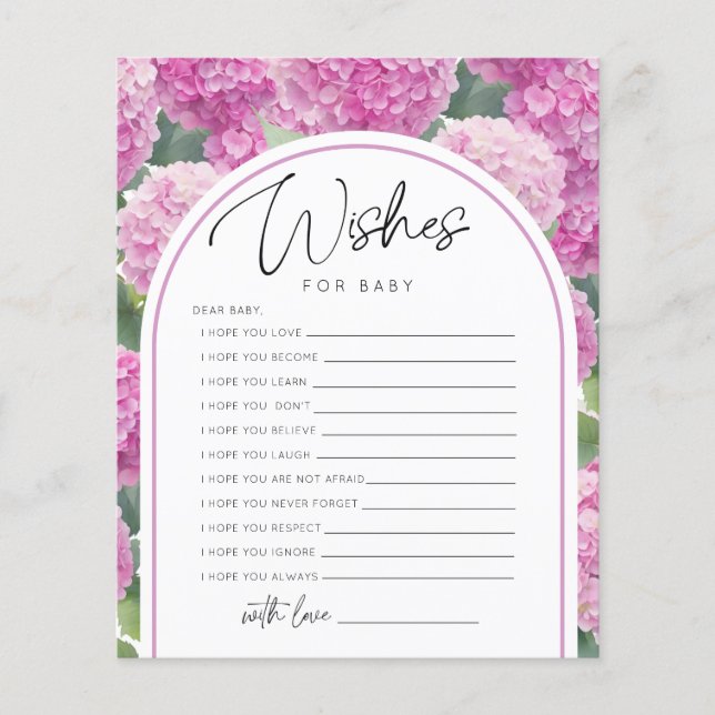 Papier Jeux de souhaits de Baby shower d'Hydrangea (Devant)