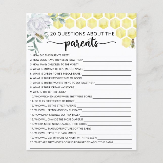 Papier Jeux floraux d'abeilles sur les parents (Devant)