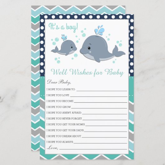 Papier Joli Baby shower baleine Wives for Baby Card (Devant / Derrière)