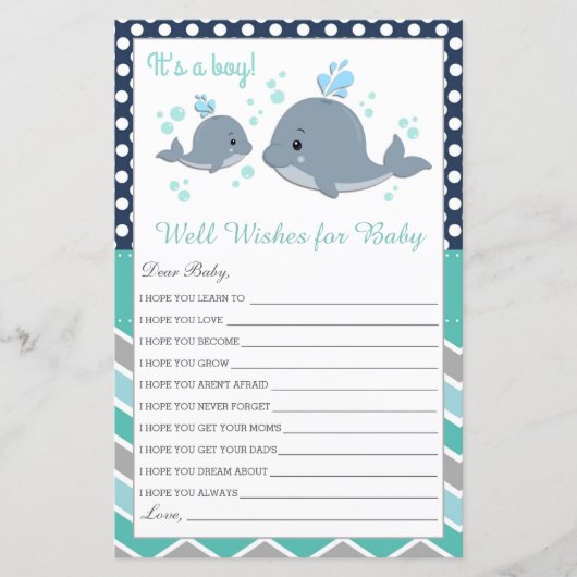 Papier Joli Baby shower baleine Wives for Baby Card (Devant)