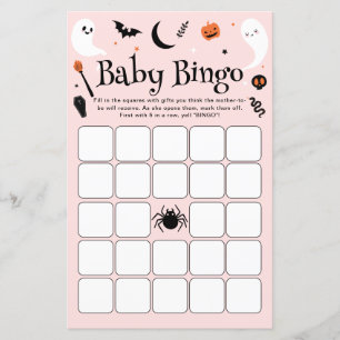 Papier Joli Baby shower d'Halloween rose Baby Bingo Jeu