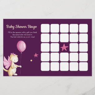 Papier Joli Baby shower Dragon Bourgogne Bingo Jeu