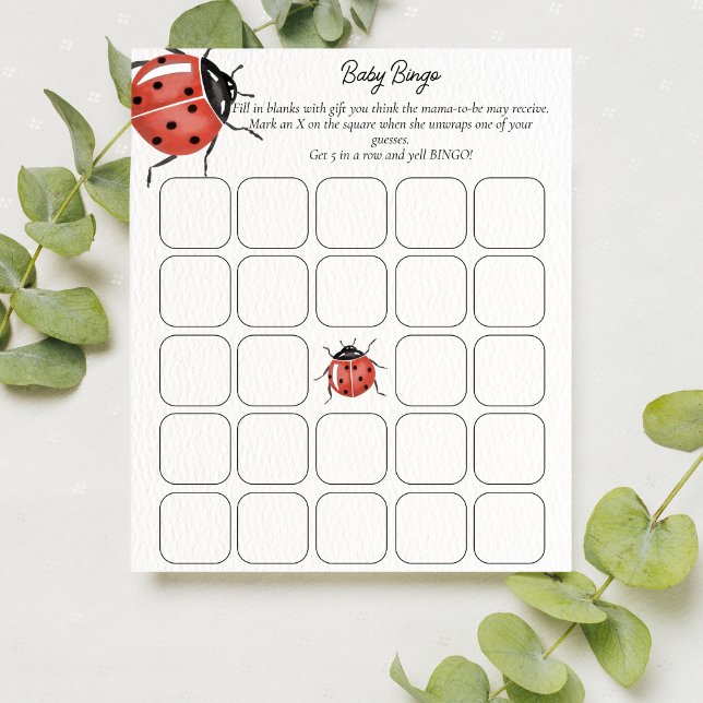 Papier Joli Baby shower Ladybug Jeu de Bingo (Créateur téléchargé)