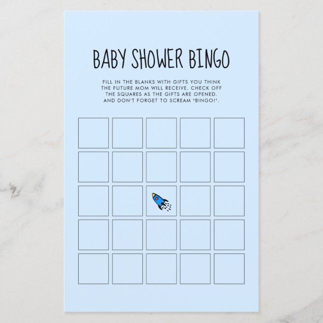 Papier Joli bleu roquette bébé garçon Baby shower Bingo j (Devant)