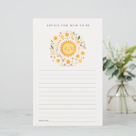 Papier Joli Boho Floral Soleil Conseils Pour Maman Baby s (Debout devant)