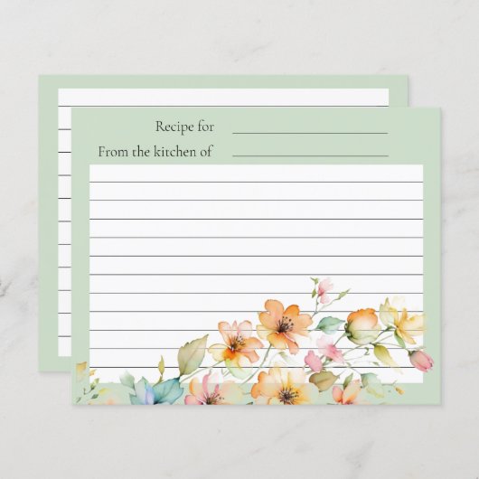 Papier Joli Boho Orange rose Aquarelle Fleurs sauvages (Devant / Derrière)