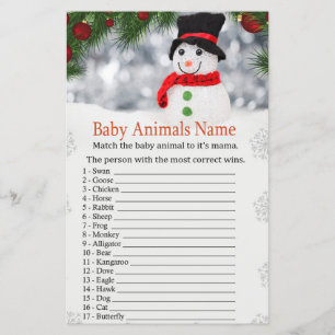 Papier Joli bonhomme de neige Bébé Animaux Nom baby showe
