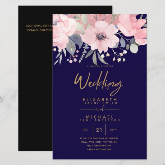 Papier Joli budget fille Rosegold Blush rose floral A9 (Devant / Derrière)