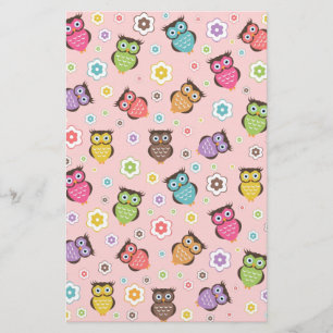 Papier Joli chouettes et fleurs à la mode motif