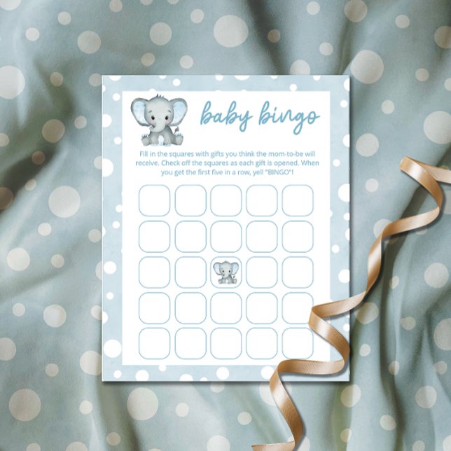 Papier Joli Elephant bleu bébé jeu de bingo (Créateur téléchargé)