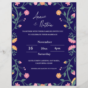 Papier Joli Faire-part de mariage Floral Complet