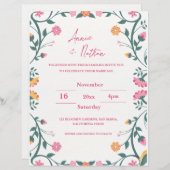 Papier Joli Faire-part de mariage Floral Complet (Devant / Derrière)