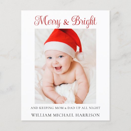 Papier Joli Faire-part de naissance de Noël bébé (Devant)