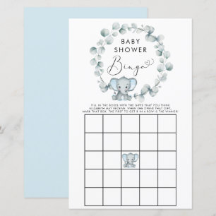 Papier Joli garçon éléphant bébé Bingo douche Jeu