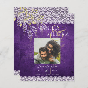 Papier Joli Mariage de dentelle WISTERIA violet rustique