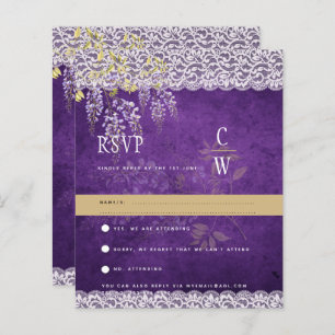 Papier Joli moderne Wisteria dentelle violet mariage RSVP