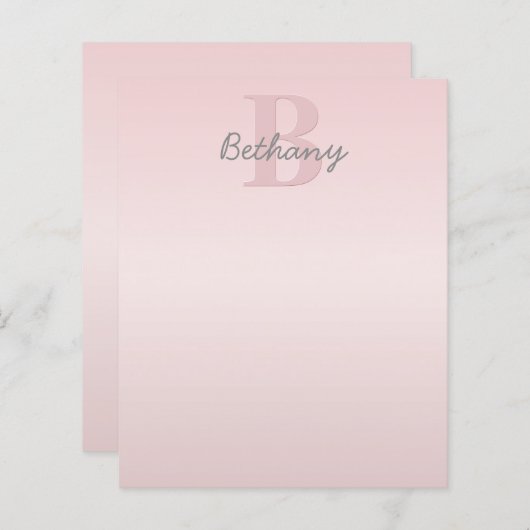 Papier Joli Monogramme rose personnalisable et votre nom (Devant / Derrière)