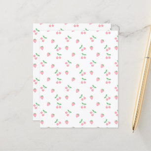 Papier Joli Motif de fruits de fraise de cerise rose