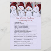 Papier Joli Noël Snowman comment bien savez-vous jeu (Devant)