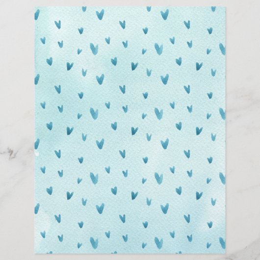 Papier Joli Pastel Blue Hearts Aquarellerie (Dos)