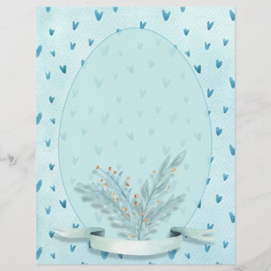Papier Joli Pastel Blue Hearts Aquarellerie (Devant)