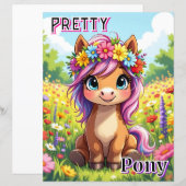 Papier Joli Pony | Belle caricature de l'art de la pépini (Devant / Derrière)