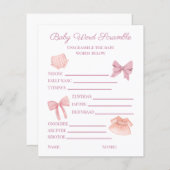Papier Joli rose fille Baby shower Word Scramble (Devant / Derrière)