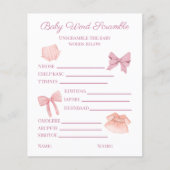 Papier Joli rose fille Baby shower Word Scramble (Devant)